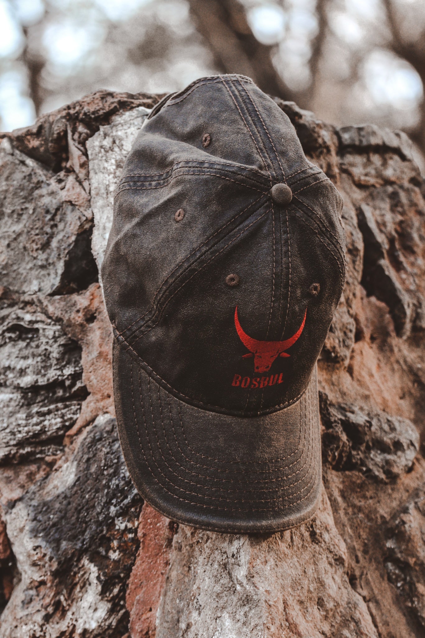 Bosbul Oilskin Cap - Brown and rust